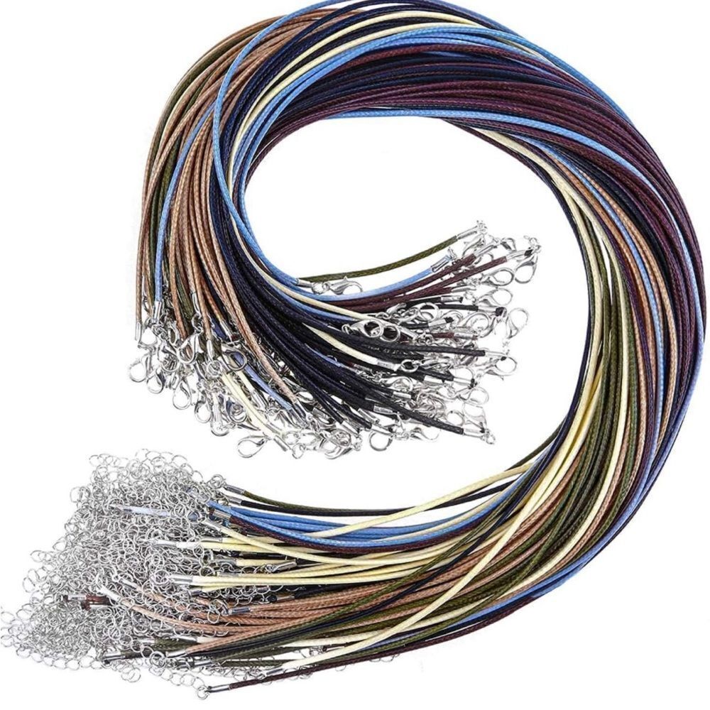 Necklace Cord, Selizo 100pcs Necklace String, Waxed Cotton Necklace Cord with Cl